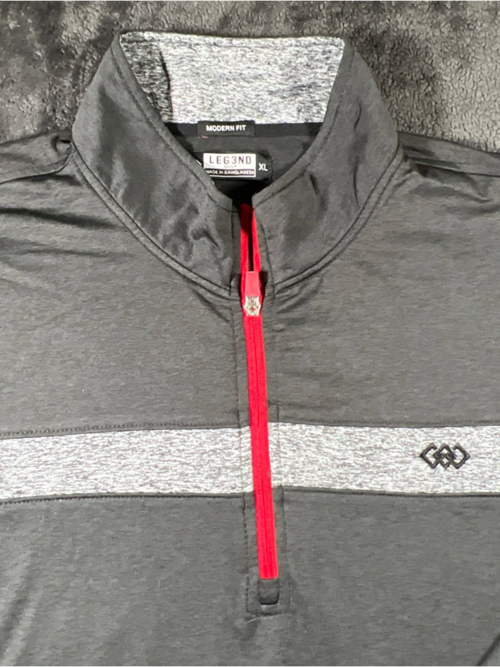 LEG3ND Men’s Charcoal Quarter-Zip Sweater with Red Zipper